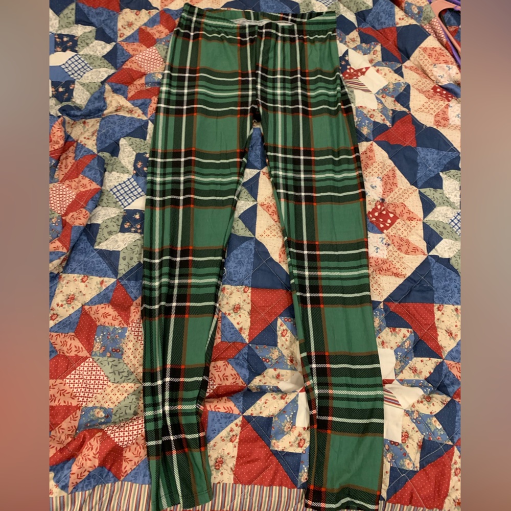 Plaid green leggings